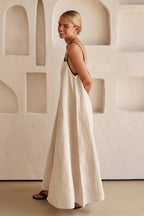 Riley | Women’s Solid Color Maxi Dress | Shoulder Straps Loose Shape Wedding Guest-Women Dress-Pick NewYork