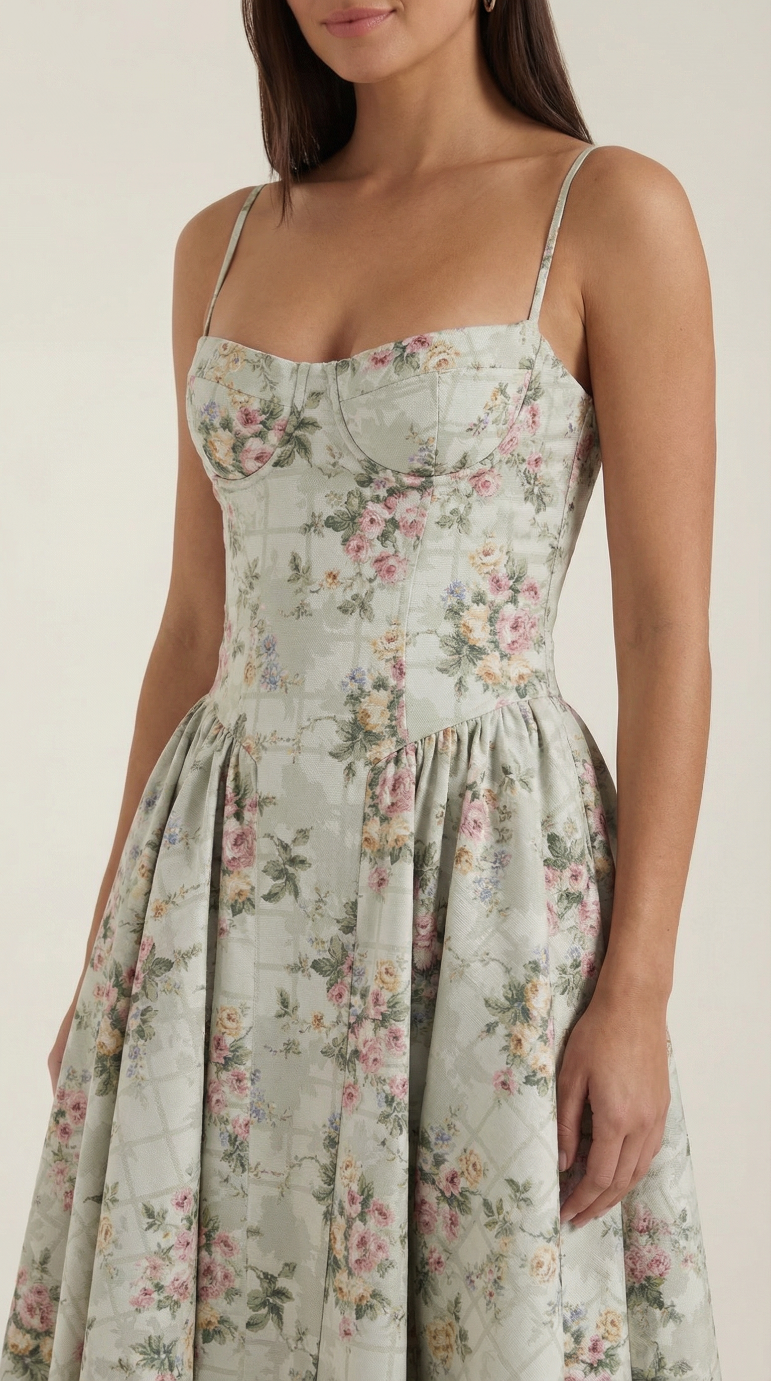 Rosalie | Women's Floral Print Midi Dress | Corset Bodice Sundress-Women Dress-Pick NewYork