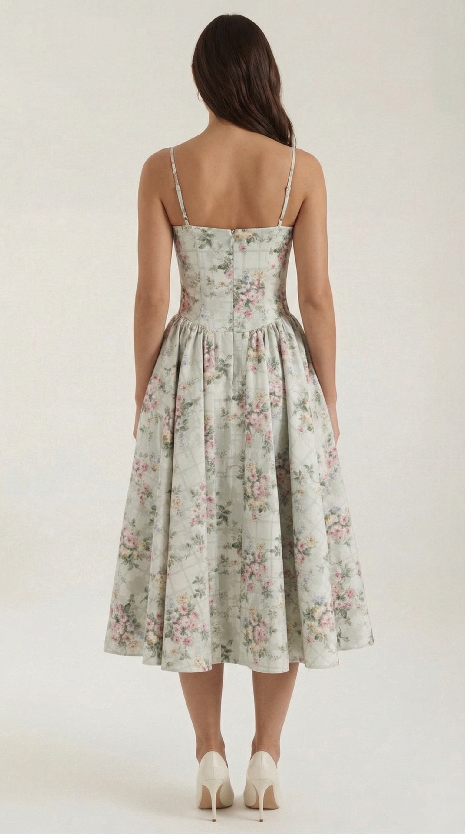 Rosalie | Women's Floral Print Midi Dress | Corset Bodice Sundress-Women Dress-Pick NewYork