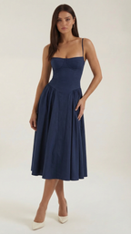 Rosalie | Women's Floral Print Midi Dress | Corset Bodice Sundress-Women Dress-Pick NewYork
