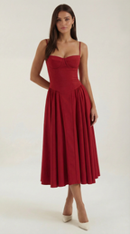 Rosalie | Women's Floral Print Midi Dress | Corset Bodice Sundress-Women Dress-Pick NewYork