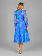 Rosalie | Women's Floral Print Midi Dress | Sheer Puff Sleeves-Women Dress-Pick NewYork
