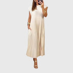 Rosalie | Women’s Pleated Maxi Dress | Cap Sleeve Side Pocket-Women Dress-Pick NewYork