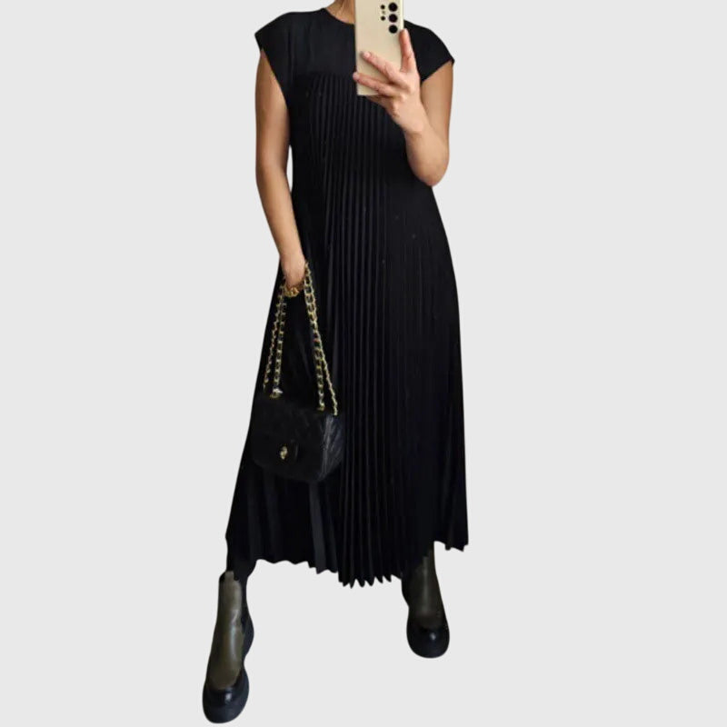 Rosalie | Women’s Pleated Maxi Dress | Cap Sleeve Side Pocket-Women Dress-Pick NewYork