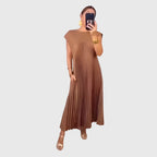 Rosalie | Women’s Pleated Maxi Dress | Cap Sleeve Side Pocket-Women Dress-Pick NewYork