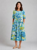 Roselyn | Women's Printed Midi Dress | Pocket Casual Dress-Women Dress-Pick NewYork