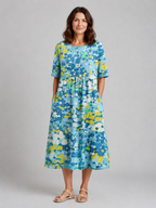 Roselyn | Women's Printed Midi Dress | Pocket Casual Dress-Women Dress-Pick NewYork