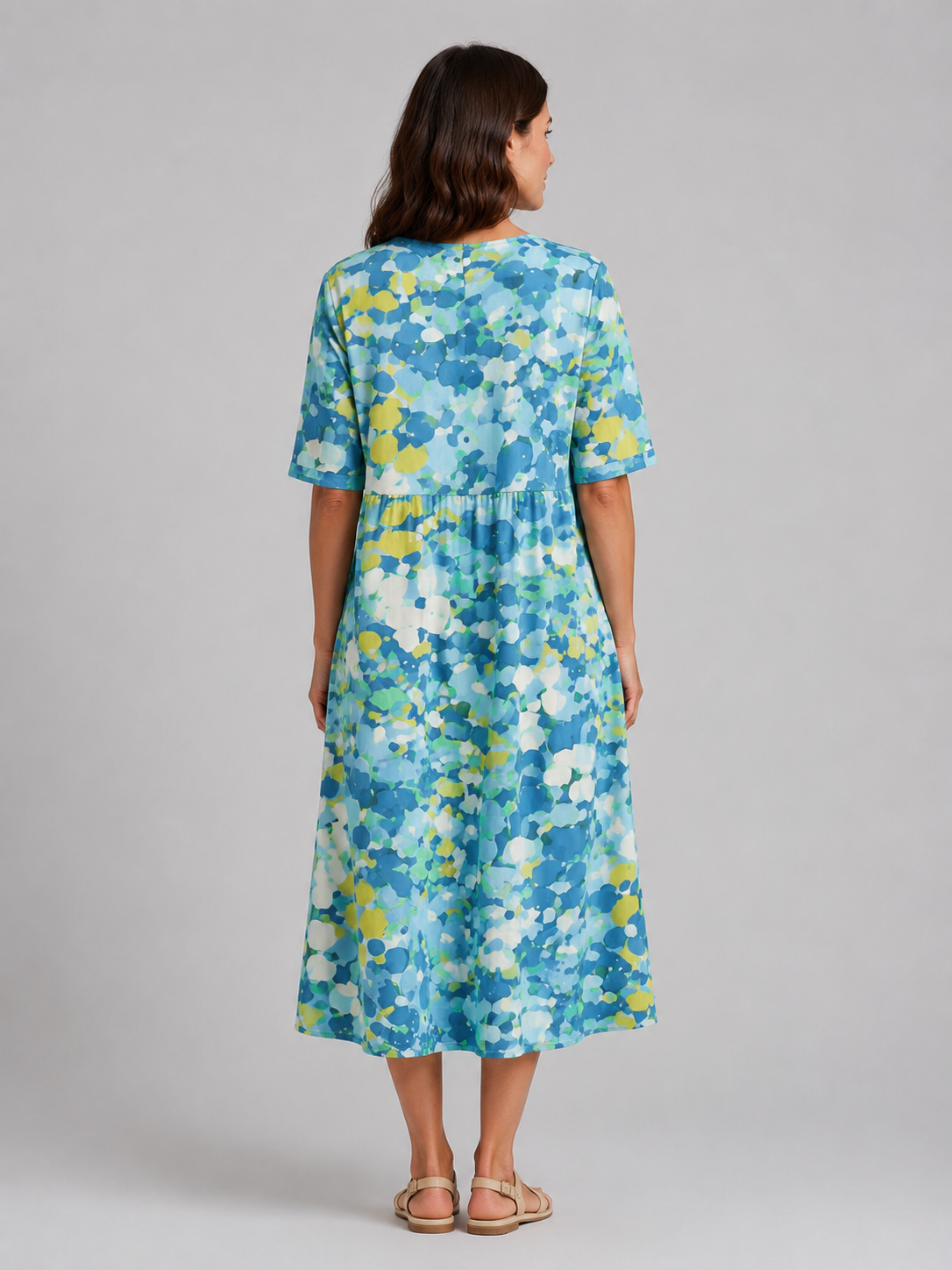 Roselyn | Women's Printed Midi Dress | Pocket Casual Dress-Women Dress-Pick NewYork