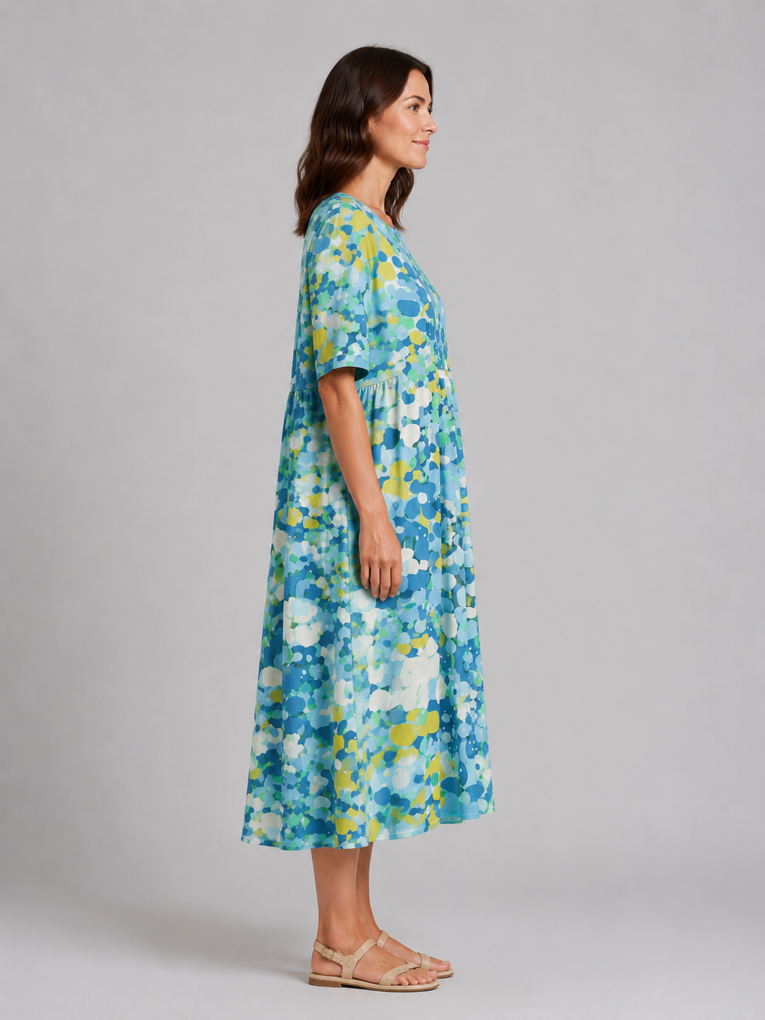 Roselyn | Women's Printed Midi Dress | Pocket Casual Dress-Women Dress-Pick NewYork