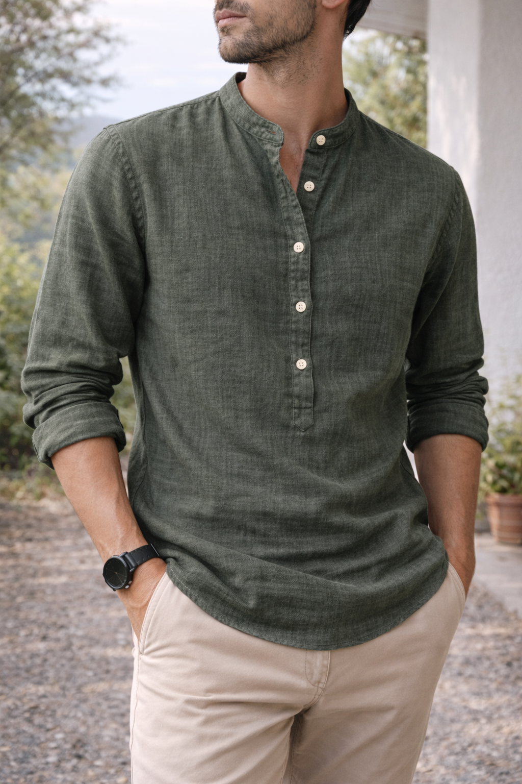Rowan | Men's Henley Shirt | Long Sleeve Casual Shirt-Men Shirt-Pick NewYork