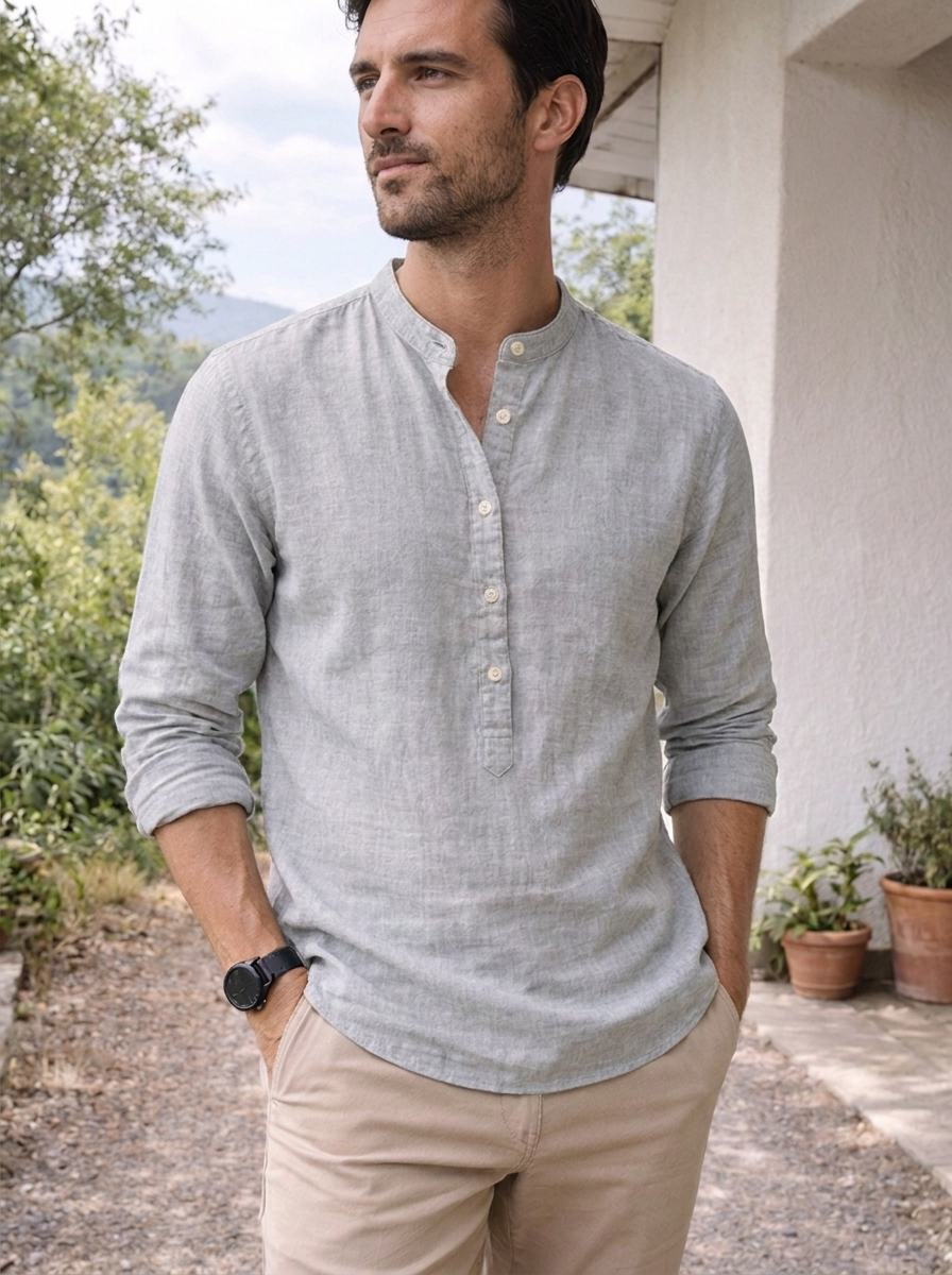 Rowan | Men's Henley Shirt | Long Sleeve Casual Shirt-Men Shirt-Pick NewYork