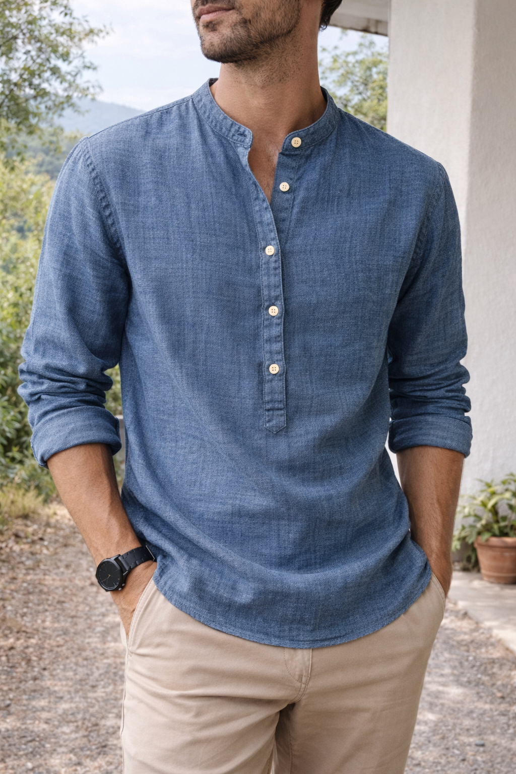Rowan | Men's Henley Shirt | Long Sleeve Casual Shirt-Men Shirt-Pick NewYork