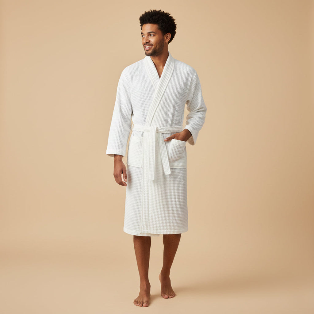Everett | Men's Waffle Bath Robe | Soft Cotton Spa Loungewear-Men Robe-Pick NewYork