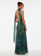 Sage | Women's Floral Print Maxi Dress | Halter Neck Cutout-Women Dress-Pick NewYork