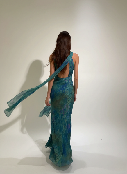 Sage | Women's Floral Print Maxi Dress | Halter Neck Cutout-Women Dress-Pick NewYork