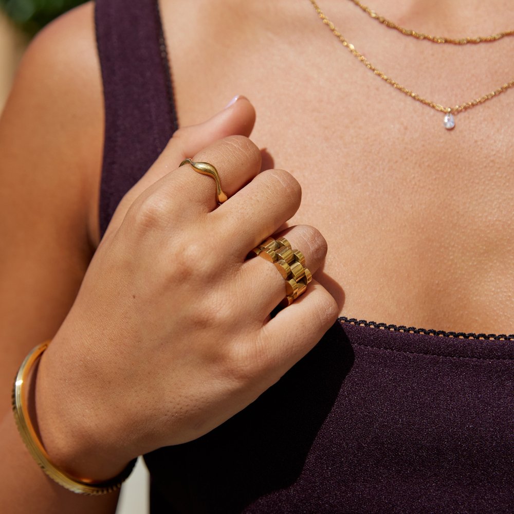 Sage | Women’s Open Band Ring | Wave Shape Adjustable-Ring-Pick NewYork