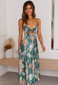 Savannah | Women’s Floral Print Maxi Dress | Spaghetti Straps Front Tie Wedding Guest-Women Dress-Pick NewYork