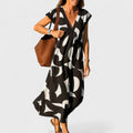 Savannah | Women’s Printed Maxi Dress | V Neck Cap Sleeve-Women Dress-Pick NewYork
