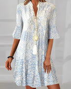 Savannah | Women's Printed Mini Dress | V Neck Ruffle Sleeves-Women Dress-Pick NewYork