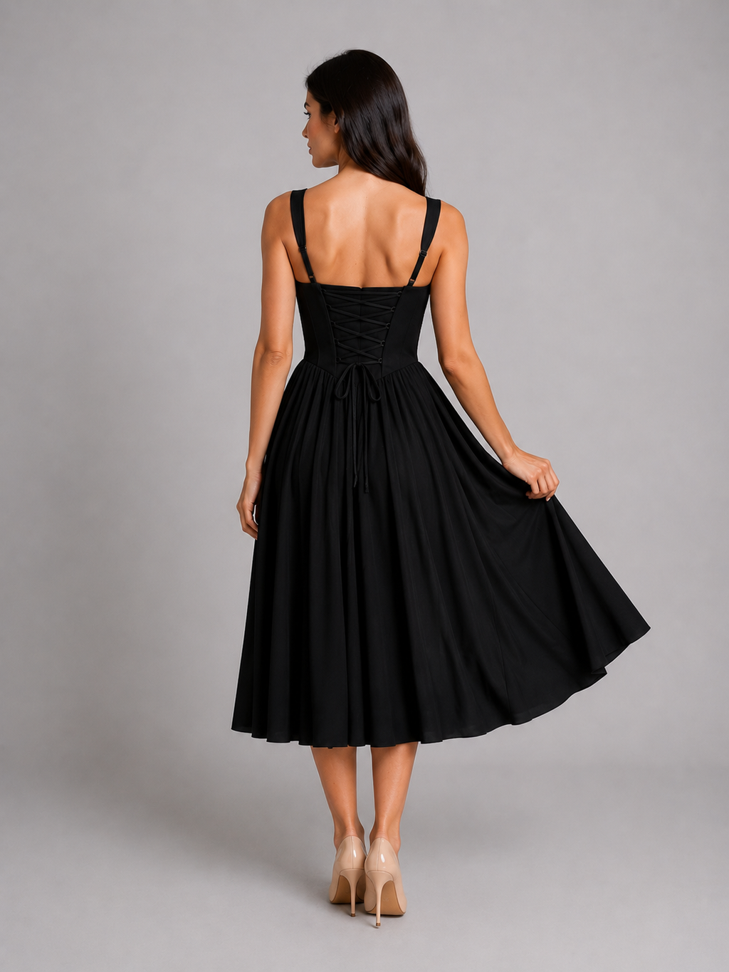 Scarlett | Women's Fit And Flare Midi Dress | Corset Wedding Guest Dress-Women Dress-Pick NewYork