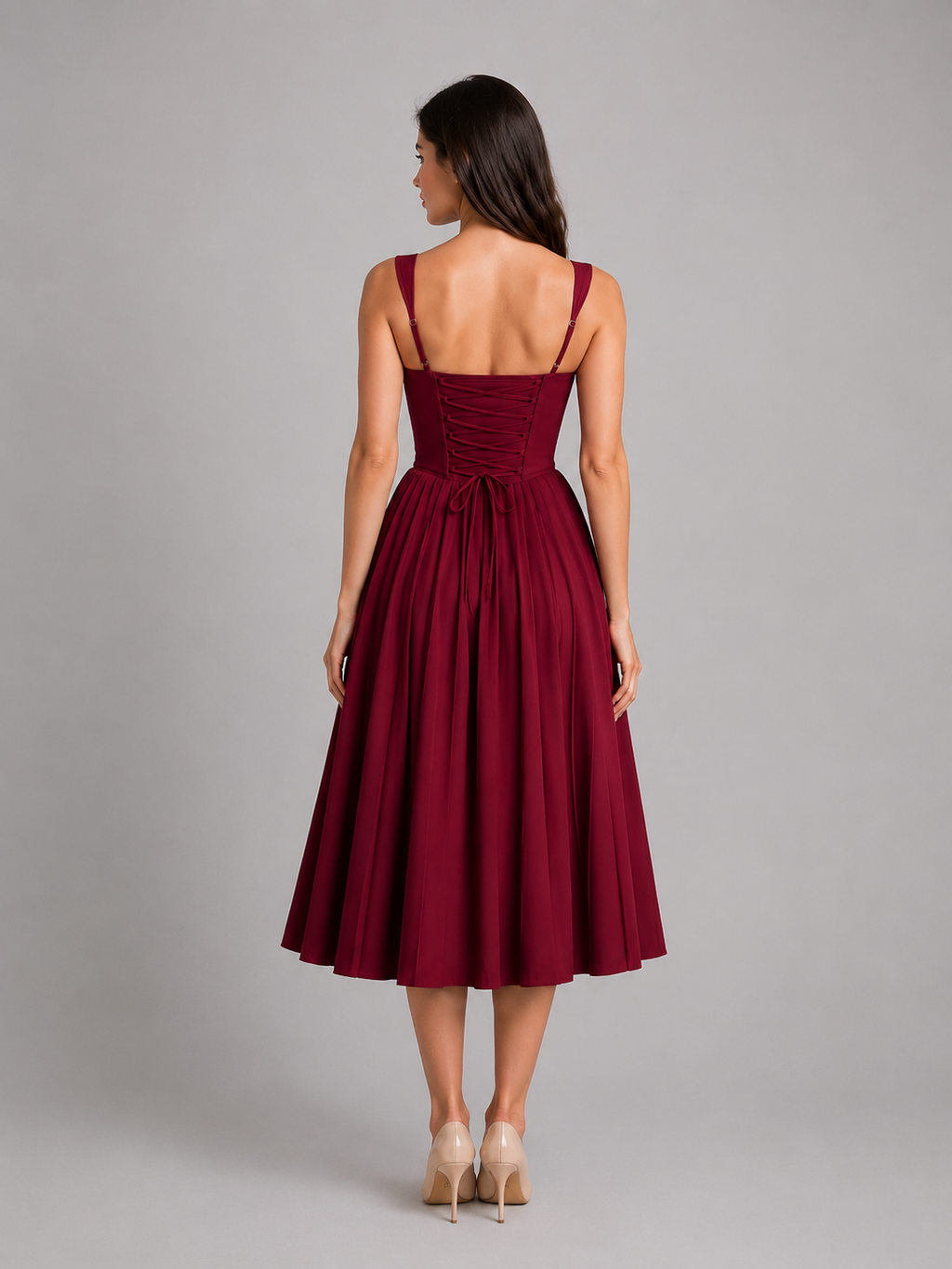 Scarlett | Women's Fit And Flare Midi Dress | Corset Wedding Guest Dress-Women Dress-Pick NewYork