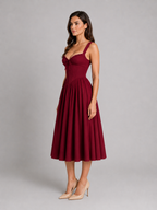 Scarlett | Women's Fit And Flare Midi Dress | Corset Wedding Guest Dress-Women Dress-Pick NewYork