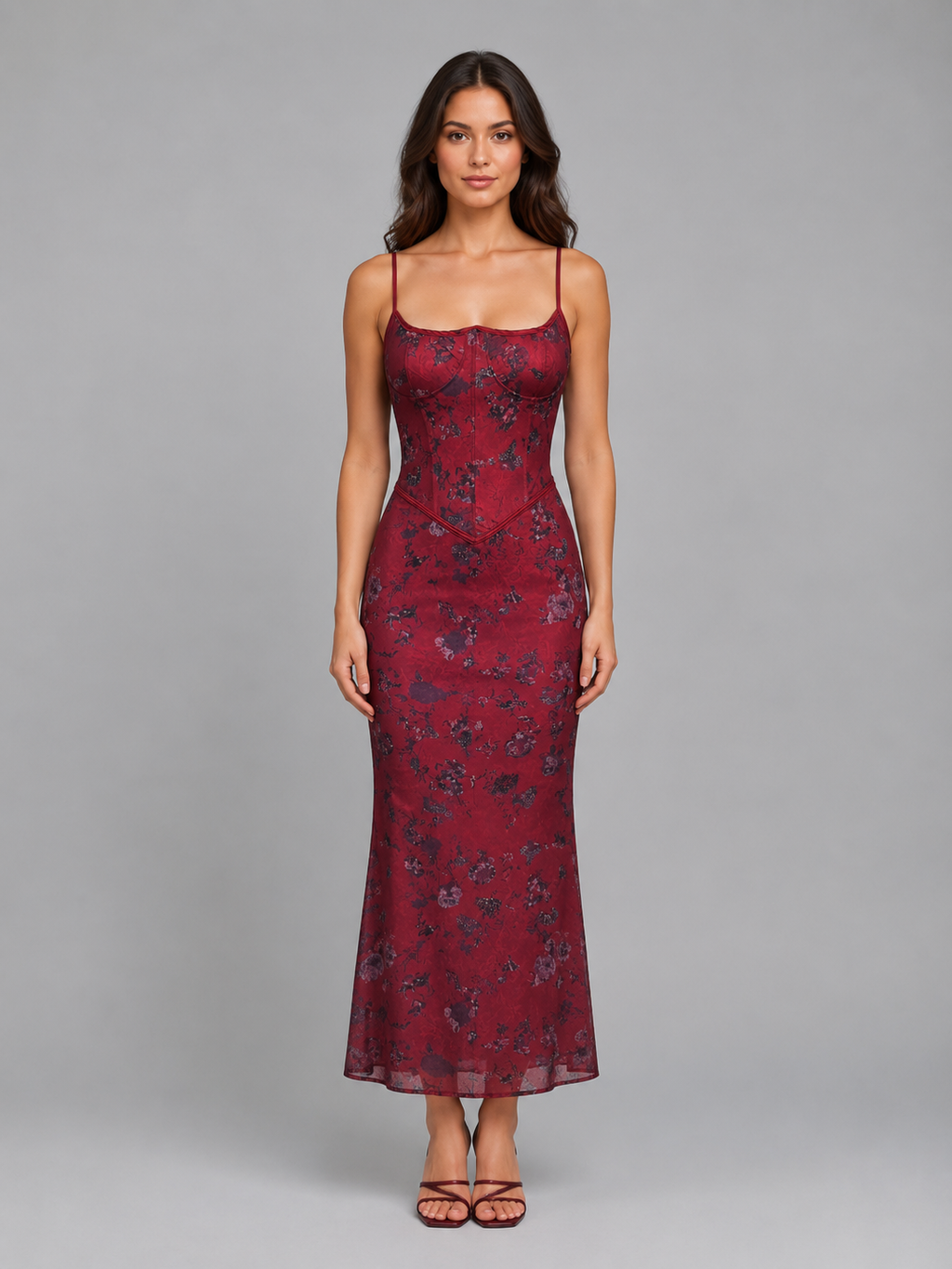 Scarlett | Women's Floral Print Maxi Dress | Corset Bodice Slip-Women Dress-Pick NewYork