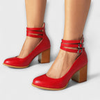 Scarlett | Women's Mary Jane Heels | Triple Buckle Block Heel-Women Shoes-Pick NewYork