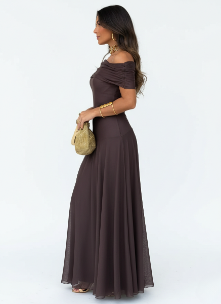 Seraphina | Women's Off Shoulder Maxi Dress | Mesh Wedding Guest Dress-Women Dress-Pick NewYork