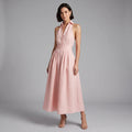Serena | Women’s Halter Maxi Dress | Deep V Wedding Guest