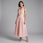 Serena | Women’s Halter Maxi Dress | Deep V Wedding Guest-Women Dress-Pick NewYork
