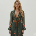 Sienna | Women's Floral Maxi Dress | Long Sleeve Wrap Vacation Wear-Women Dress-Pick NewYork