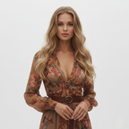 Sienna | Women's Floral Maxi Dress | Long Sleeve Wrap Vacation Wear-Women Dress-Pick NewYork