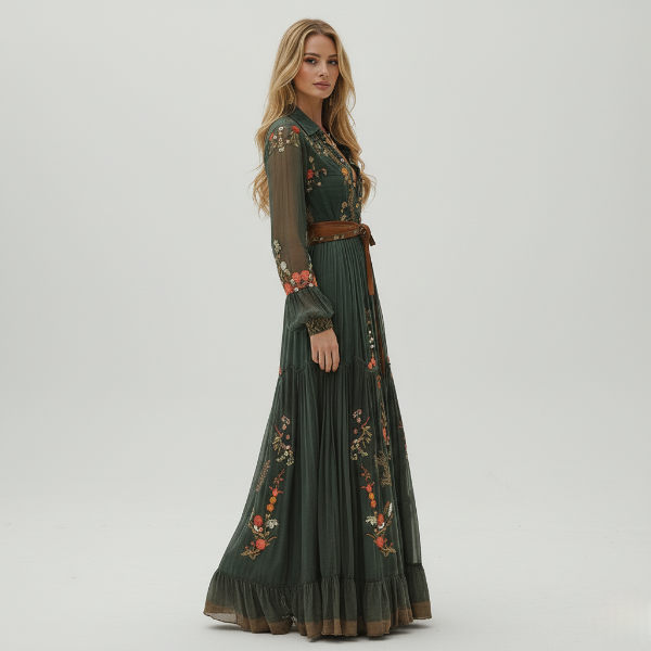 Sienna | Women's Floral Maxi Dress | Long Sleeve Wrap Vacation Wear-Women Dress-Pick NewYork