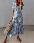 Sienna | Women's Geometric Print Maxi Dress | Tassel V Neck-Women Dress-Pick NewYork