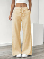 Sienna | Women's Striped Trousers | Drawstring Wide Leg-Women Pants-Pick NewYork