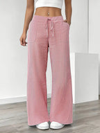 Sienna | Women's Striped Trousers | Drawstring Wide Leg-Women Pants-Pick NewYork