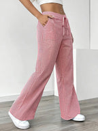 Sienna | Women's Striped Trousers | Drawstring Wide Leg-Women Pants-Pick NewYork