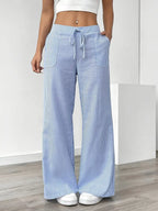 Sienna | Women's Striped Trousers | Drawstring Wide Leg-Women Pants-Pick NewYork