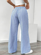 Sienna | Women's Striped Trousers | Drawstring Wide Leg-Women Pants-Pick NewYork