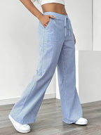 Sienna | Women's Striped Trousers | Drawstring Wide Leg-Women Pants-Pick NewYork