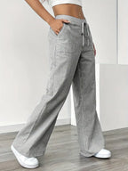 Sienna | Women's Striped Trousers | Drawstring Wide Leg-Women Pants-Pick NewYork