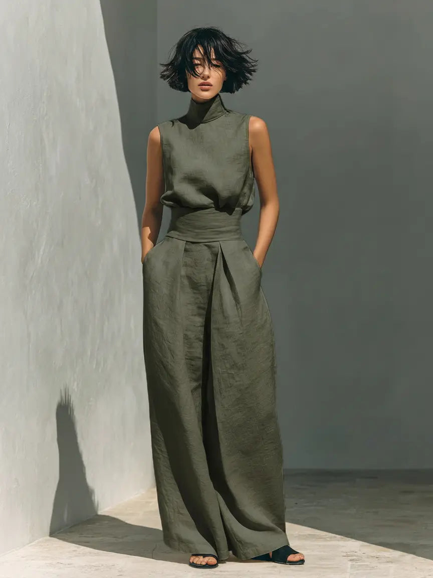 Sienna | Women’s Wide Leg Jumpsuit | High Neck Cocktail Party-Women Jumpsuit-Pick NewYork