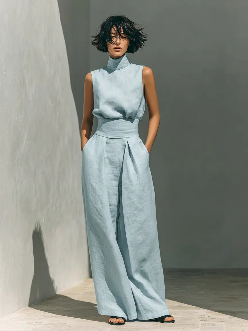 Sienna | Women’s Wide Leg Jumpsuit | High Neck Cocktail Party-Women Jumpsuit-Pick NewYork