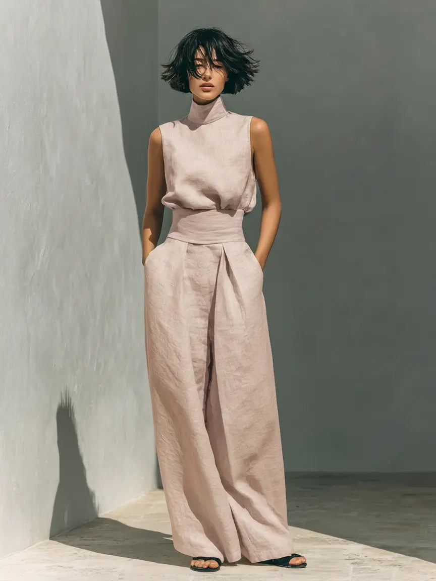 Sienna | Women’s Wide Leg Jumpsuit | High Neck Cocktail Party-Women Jumpsuit-Pick NewYork