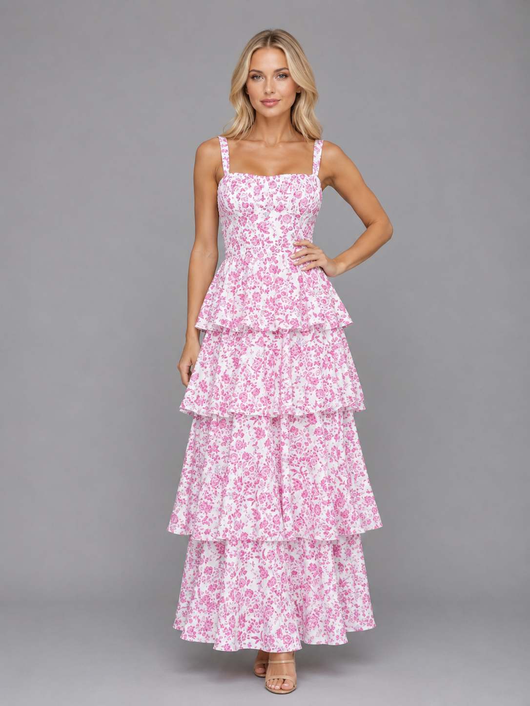 Skye | Women's Floral Print Maxi Dress | Tiered Ruffle Skirt-Women Dress-Pick NewYork