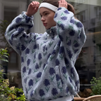 Sophia | Women's Half-Zip Sweatshirt | Floral Fleece-PNY