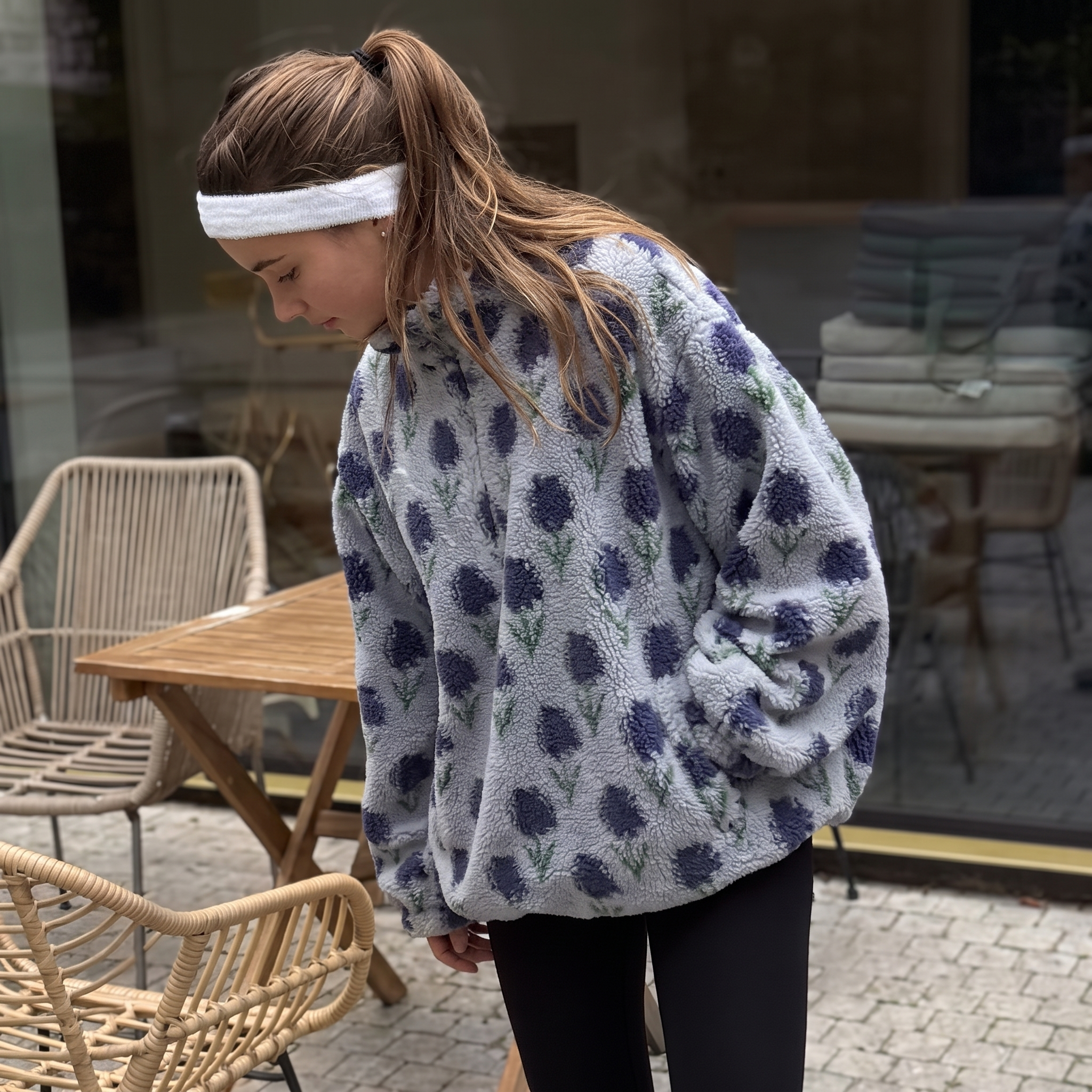 Sophia | Women's Half-Zip Sweatshirt | Floral Fleece-PNY