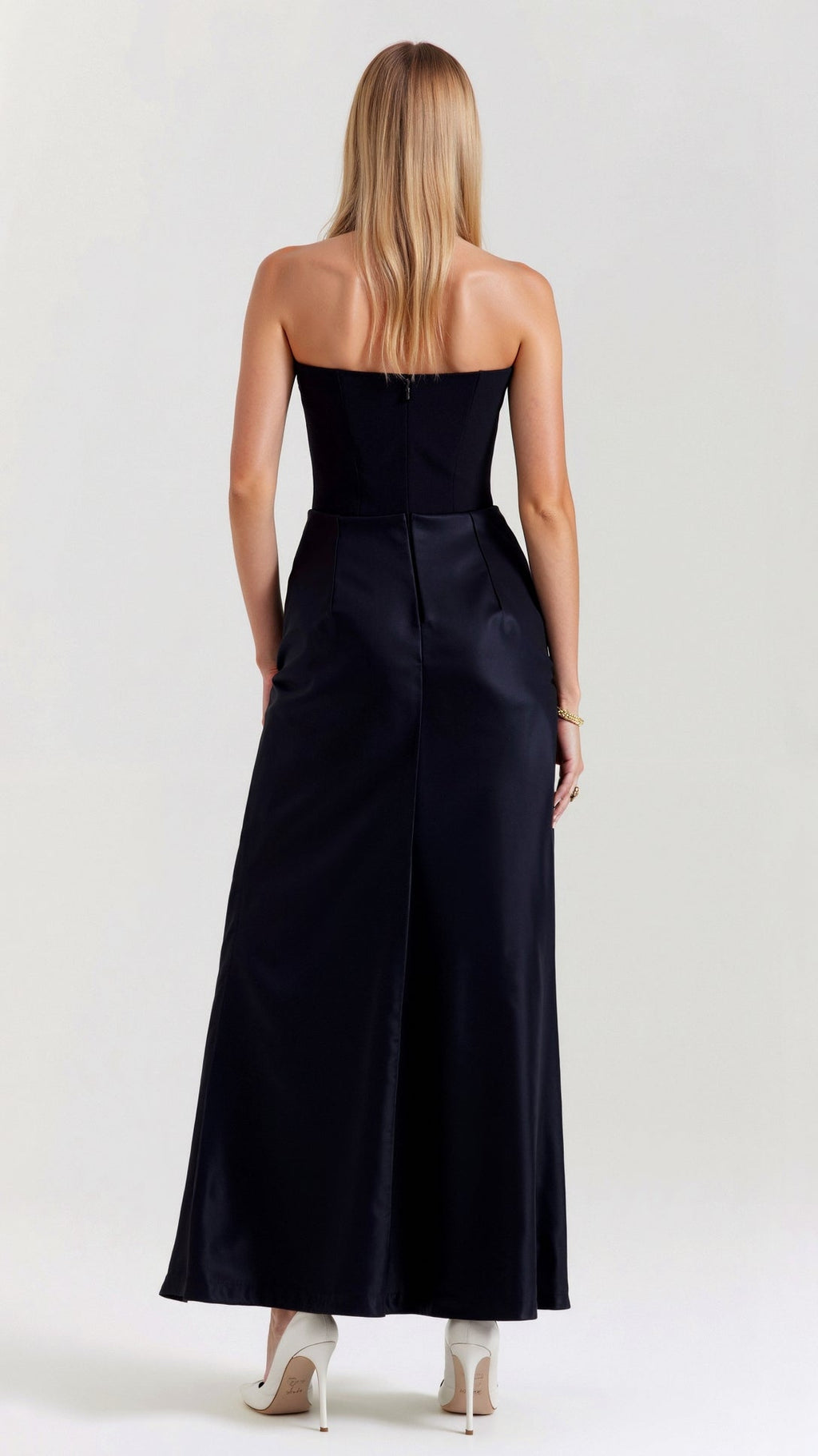 Stella | Women’s Strapless Solid Color Maxi Dress | Draped Detail Floor Length Wedding Guest-Women Dress-Pick NewYork