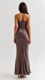 Stella | Women’s Strapless Solid Color Maxi Dress | Draped Detail Floor Length Wedding Guest-Women Dress-Pick NewYork